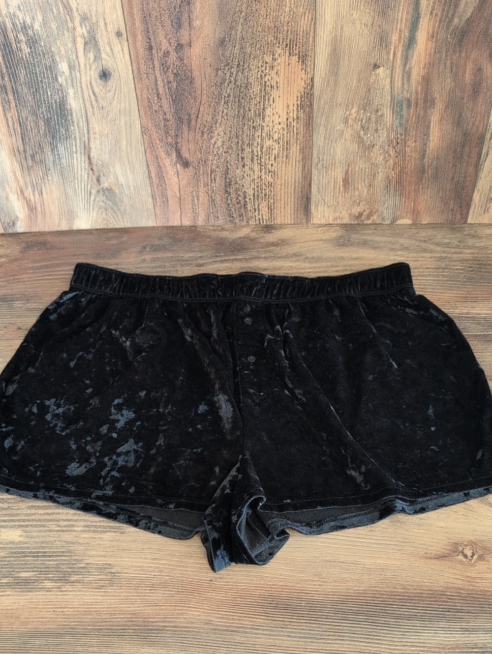 PINK Victoria's Secret Black Velvet Lounge Shorts L        T173